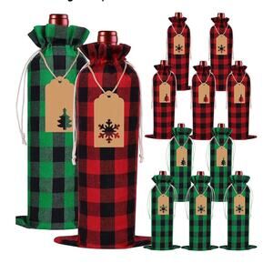 12 Christmas Wine Burlap Bags! Perfect for adding a rustic touch